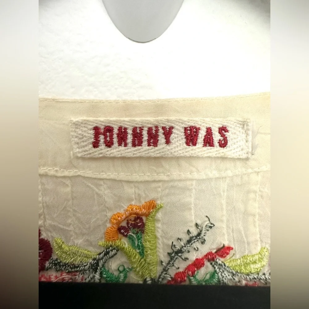 Johnny Was Ivory Floral Embroidered Tunic Top Womens  Cupra Sheer 2X - Picture 3 of 14